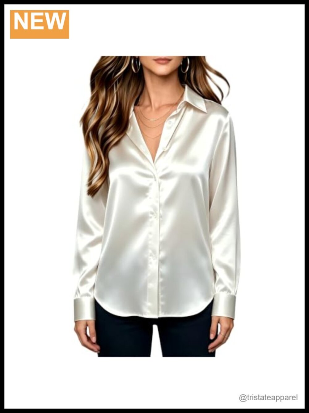 Satin Button Down Shirt Women Long Sleeve Blouse Silk